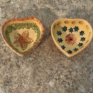Heart Shaped Trinket Bowls Made in Italy Hand Painted Set of 2